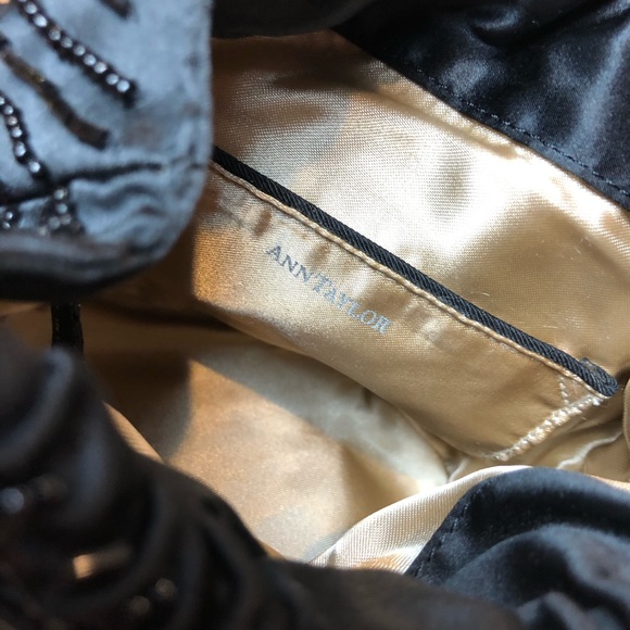 Ann Taylor Silk Beaded Black Evening Bag - Picture 5 of 8